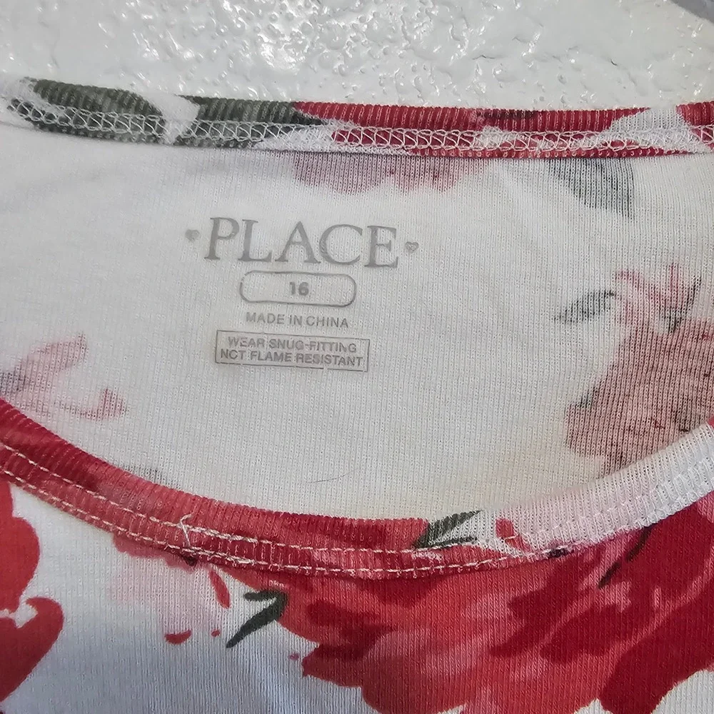 The Childrens Place Sleeping Beauty Rose Floral  Top Red White‎ Gold Size 16